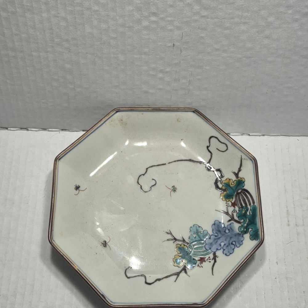 Octagonal Floral Porcelain Plate